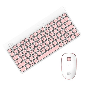 Fude 1500 wireless mute keyboard and mouse set home desktop computer office notebook universal ultra-thin portable mouse and keyboard set white pink