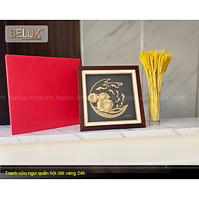 Mua Tranh Cửu Ngư quần hội dát vàng 24k