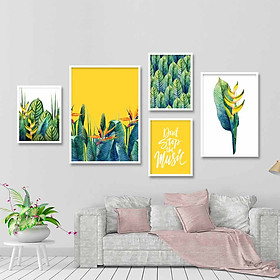Mua Bộ 5 tranh canvas treo tường Decor Hoa lá phong cách scandinavian - DC080