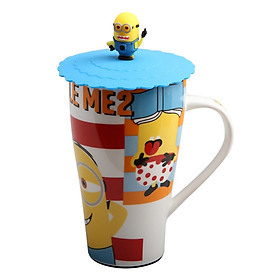 Ly uống nước bằng Ceramic Porcelain 500ml (có nắp đậy Silicone) Cao 15cm