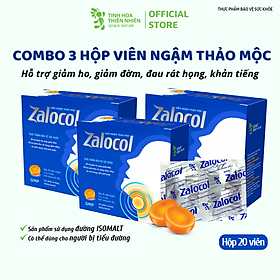Combo 3 hộp viên ngậm thảo mộc Zalocol Hỗ trợ giảm ho, giảm đờm, giảm đau rát họng, khản tiếng - Genat