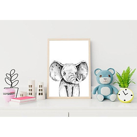 Tranh treo tường | Tranh cho bé-Black and White Elephant Wall Art 65 , tranh canvas giá rẻ