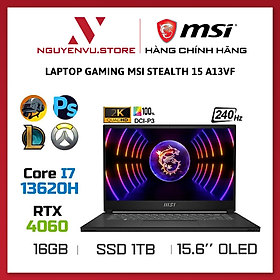 Mua Laptop Gaming MSI Stealth 15 A13VF (i7-13620H  RTX 4060 8GB  Ram 16GB DDR5  SSD 1TB  15.6 Inch OLED 240Hz QHD) -  Hàng chính hãng