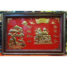 Tranh mừng thọ, chúc thọ -ÔNG BÀ- CỤ ÔNG- CỤ BÀ (ĐỒNG VÀNG NGUYÊN CHẤT 100%)