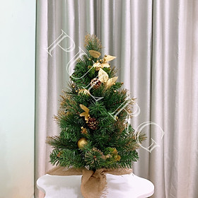 Mua Cây thông noel mini để bàn 3 LOẠI LÁ LĂN KIM TUYẾN trang trí decor giáng sinh