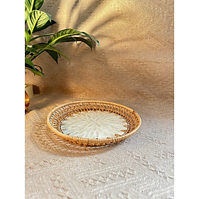 Khay mây khảm trai ONGTRE cao cấp đựng đồ đa năng - OTK5