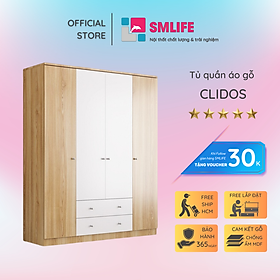 Tủ quần áo gỗ hiện đại SMLIFE Clidos | Gỗ MDF dày 17mm chống ẩm | D160xR50xC200cm