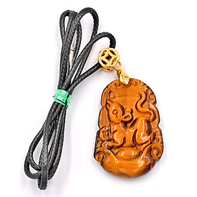 Dây chuyền khắc hình tuổi Tý - đá mắt hổ 3.6cm DEMHCG2 - linh vật tuổi Tý( dây đen)