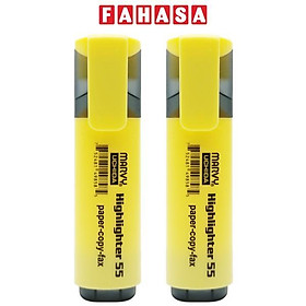 Vỉ 2 Bút Dạ Quang - Marvy HL55 - Pastel Yellow