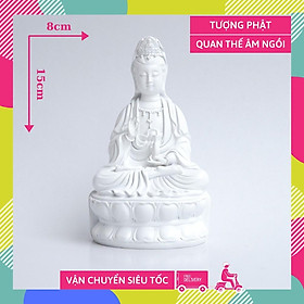 Mua Tượng Phật Bà Quan Thế Âm Bồ Tát ngồi trắng ngà - Cao 15cm