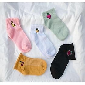 Combor 5 đôi tất cổ ngắn hình hoa quả mix đủ màu