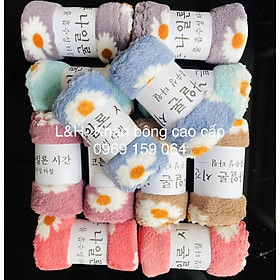 Mua Khăn tắm  khăn lau đầu lông cừu xuất hàn cao cấp  hoa cúc  KT 35x75cm