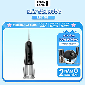 Máy tăm nước Lebenlang cầm tay LBT1499, IPX7 chống thấm nước 2000mah, 300ml, tích hợp pin, bảo hành 2 năm - chính hãng
