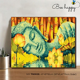 Mua Tranh tô màu theo số sơn dầu số hóa TN0828 Sondausohoavn Tranh Đức Phật hoa sen Paint by numbers kit