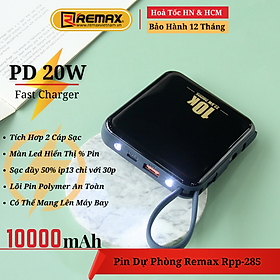 Mua Sạc dự phòng 10000mah chính hãng Remax RPP 285 sạc nhanh 20w và tích hợp dây sạc iP và Type C - Hàng Chính Hãng Remax