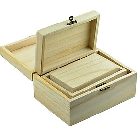 3 Pieces Wooden Storage Box Case for Jewelry Small Gadgets Gift Wood Craft