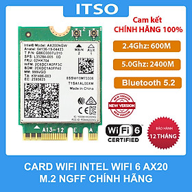 Card Wifi Intel-6 AX200 khe M2 có Bluetooth - Hàng nhập khẩu