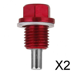 2xM14X1.5 Anodized Magnetic Engine Oil Pan/Transmission Drain Plug Red