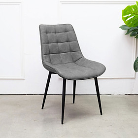 Mua Ghế bàn ăn bọc nệm giả da chân sắt sơn tĩnh điện đen Lux 18