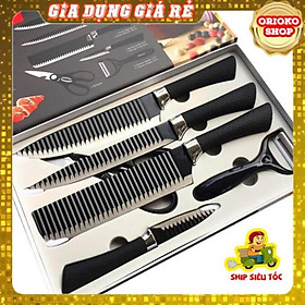 Mua ̂  Bộ Dao Nhật ASAKH Làm Bếp 6 Món Lưỡi Sóng Cao Cấp  Chất Liệu Hợp Kim Chống Gỉ