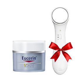 Kem dưỡng ẩm chống lão hóa ban đêm Eucerin Q10 Active Night Cream 50ml + tặng máy massage mặt ion