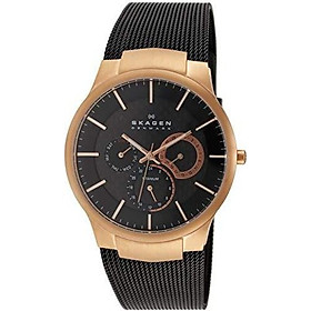Skagen Men's 809XLTRB Titanium Collection Multifunction Black Mesh Titanium Watch