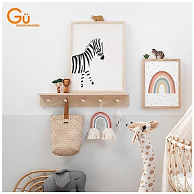 Mua Móc Gỗ Gắn Tường - Kệ Gỗ Treo Tường Kèm Móc Trang Trí Nhà Cửa GU DECOR WOODEN