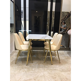 Mua Bộ bàn ăn Juno Sofa 4 ghế cao cấp  mặt đá vân mây