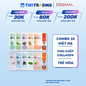 Combo 10 Mặt Nạ Dermal Tinh Chất Collagen Các Loại - Giao Mẫu Ngẫu Nhiên