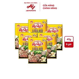 Combo 6 Gói Gia Vị Nêm Sẵn Aji-Quick Lẩu Bò 47g/Gói