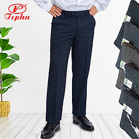 Quần tây âu nam Amazing, màu xám muối tiêu, vân chìm, phong cách công sở trung niên, ống suông, không ly