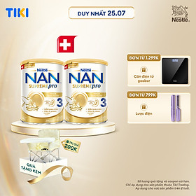 Bộ 2 Lon Sữa Bột Nestlé NAN SupremePro 3 với 5HMO giúp tăng đề kháng, đạm gentle Optipro giúp dễ hấp thu & ngừa nguy cơ dị ứng (chàm sữa) cho bé 2-6 tuổi - Tặng Ghế gấp gọn