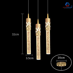 Mua Đèn thả trần decor quán cafe trang trí phòng khách bàn ăn phòng ngủ hình trụ ống cây nến mạ vàng