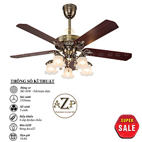 Mua Siêu Sales Quạt Trần Azp- 5 Cánh Gỗ  Công Xuất 50W  Có Remote - Hàng Nhập Khẩu