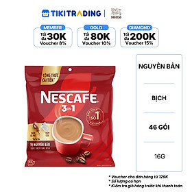 Cà phê Hòa tan NESCAFÉ VỊ NGUYÊN BẢN 46 gói Đậm Thơm Hoàn Hảo