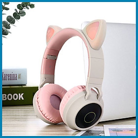 Tai nghe Bluetooth tai mèo đáng yêu có mic đàm thoại cao cấp, tai nghe mèo có đèn phát sáng cute tai nghe tai mèo thời trang, headphone Bluetooth đáng yêu có thể sử dụng khi chơi các tựa game online