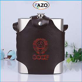 Bình Inox Đựng Rượu AZO CCCP Truyền Thống Dung Tích 2.0L Dày 0,6 ly - 64OZ ( Loại 1 ), Kèm Bao Da Phong Cách.