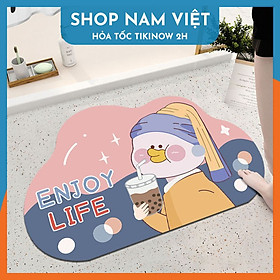 Thảm Chùi Chân 4 Lớp Siêu Thấm Hút - Họa Tiết Hoạt Hình - Chính Hãng NAVIVU - Vịt Enjoy life