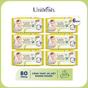 Combo 6 khăn ướt UniFresh (80 miếng hoặc 100 miếng)