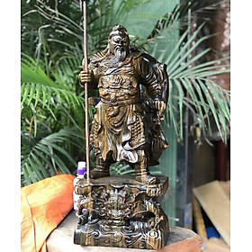 Tượng Quan Công Gỗ Mun Hoa - Cao 40cm, Ngang 12cm và Sâu 11cm