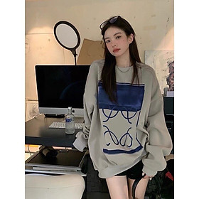 Áo Sweater Nỉ Unisex Ô Vuông Trái Tim  Áo Nỉ Nữ Dáng Thụng In Hình
