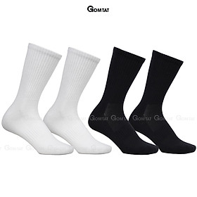 Combo 10 Đôi Tất Cổ Cao Trơn Màu Unisex, Vớ Nam Nữ Cổ Cao Êm Mềm Đi Mát - KLB-TRONCAO-GANTAM-CB10 - 5 TRẮNG - 5 ĐEN