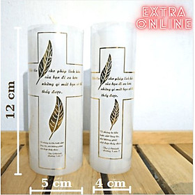 Mua Nến trụ trắng - Nến cây cao 12cm hình Thánh giá- không mùi không khói