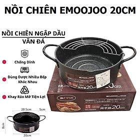 Mua Nồi chiên/rán ngập dầu chống dính kèm khay ráo dầu có tay cầm 20cm Nhật Bản  sử dụng được trên mọi loại bếp từ  gas  hồng ngoại  Hàng chính hãng Model EmooJooKittchen