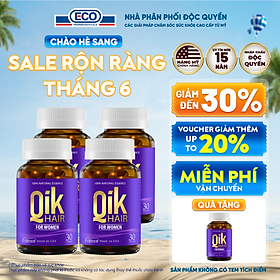 [Tặng Hộp 15v] Combo 4 Hộp 30v - Viên Uống Mọc Tóc Qik Hair For Women Ecogreen Giảm Rụng Tóc Cho Nữ