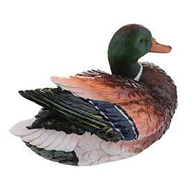 Resin Cute Mom Duck and Baby Figurine Outdoor Garden Sculpture Lawn Ornament