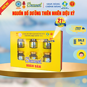  NEW [ Hộp quà tặng 6 lọ] Nước Yến sào Khánh Hòa Sanest 21% - Nhân sâm