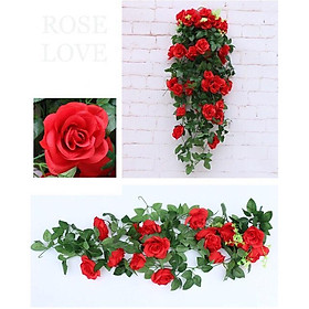 Mua Chùm hoa hồng giả treo tường trang trí ban công  phòng khách  hành lang tiểu cảnh dài 100cm