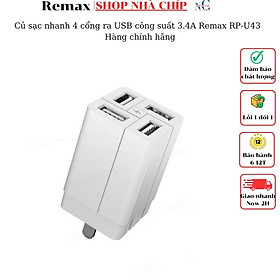 Mua Củ sạc nhanh 4 cổng ra USB công suất 3.4A Remax RP-U43 - Hàng chính hãng