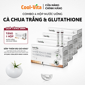 Combo 4 Hộp Thực Phẩm Bổ Sung Nước Uống Cà Chua Trắng Hỗ Trợ Sáng Da Kết Hợp Glutathione Coolvita (6 chai×25 ml)/hộp